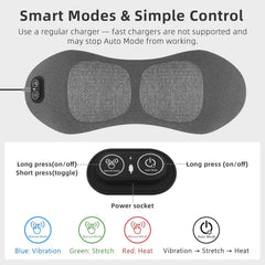 Hyggear™ Back Massager with Heat & Vibration, Smooth Spine Triple Fusion Lumbar Support Pillow for Lower Back and Sciatica Pain Relief, Deep Tissue Relaxation for Bed or Office Chair